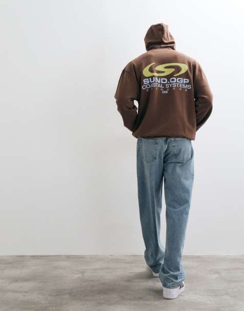 ASOS DESIGN hoodie oversize épais avec motif graphique marron délavé - view 1