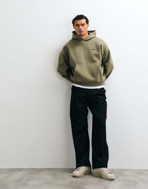 ASOS DESIGN hoodie oversize extrême avec logo brodé imprimé en tissu style scuba vert, 2 de 5