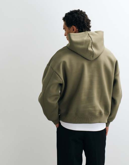 ASOS DESIGN hoodie oversize extrême avec logo brodé imprimé en tissu style scuba vert, 3 de 5