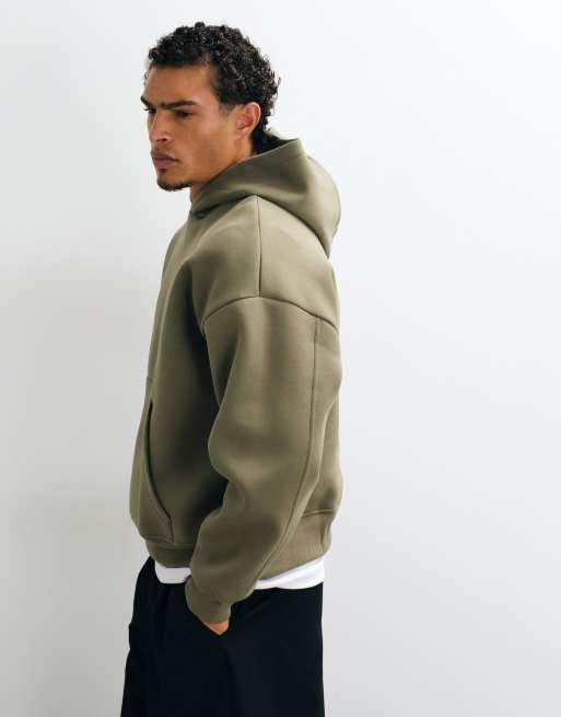 ASOS DESIGN hoodie oversize extrême avec logo brodé imprimé en tissu style scuba vert, 4 de 5