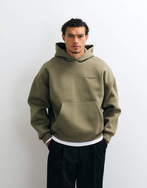 ASOS DESIGN hoodie oversize extrême avec logo brodé imprimé en tissu style scuba vert, 5 de 5