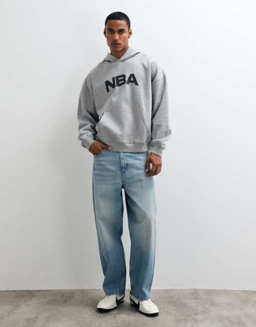 ASOS DESIGN hoodie oversize extrême imprimé équipes NBA, chiné couleur avoine, 3 de 5