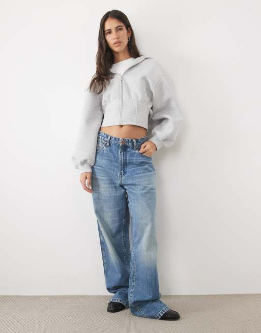 ASOS DESIGN hoodie style corset à la taille gris en tissu effet scuba, 2 de 4