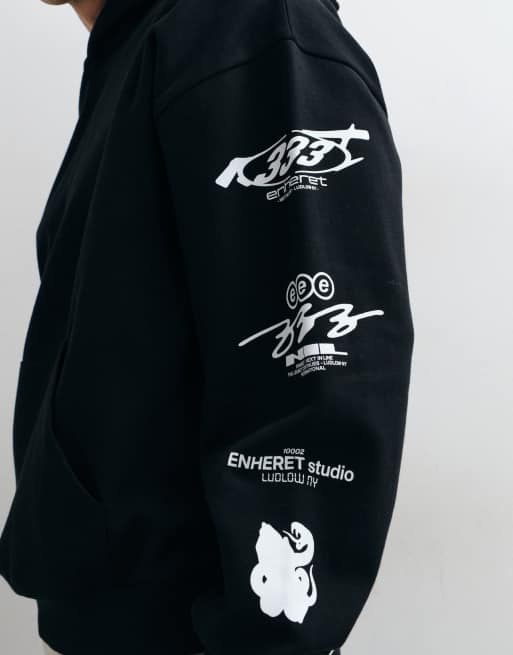 ASOS DESIGN hoodie très oversize avec imprimé sur la manche en noir, 4 de 9