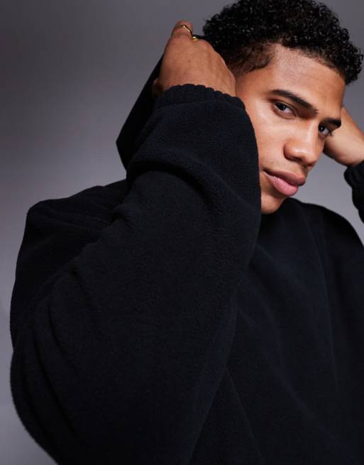 ASOS DESIGN - Hoodie van polar fleece in zwart, 3 van 4