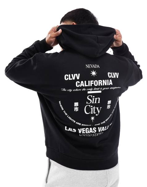 ASOS DESIGN hoodie with back print in black - view 1