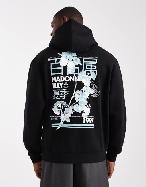 ASOS DESIGN hoodie with back print in black