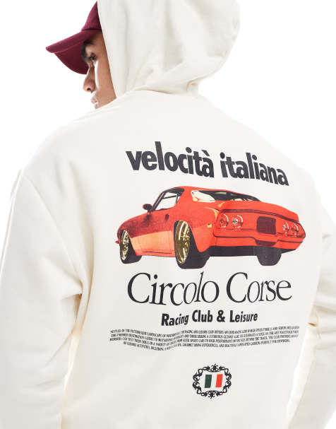 ASOS DESIGN hoodie with back print in off white - view 1