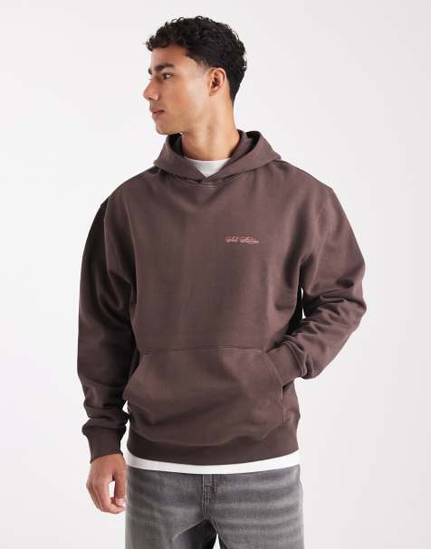 ASOS DESIGN hoodie with celestial print in brown - view 1