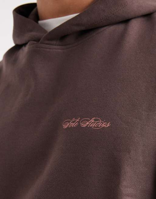 ASOS DESIGN hoodie with celestial print in brown, 5 of 5