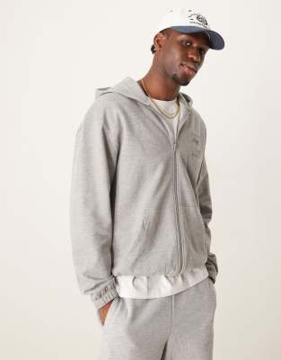 Asos Design Hoodie With Chest And Back Print In Gray