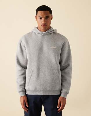 Asos Design Hoodie With Chest And Back Print In Gray