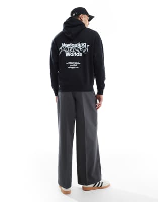 ASOS DESIGN hoodie with chrome print in black 