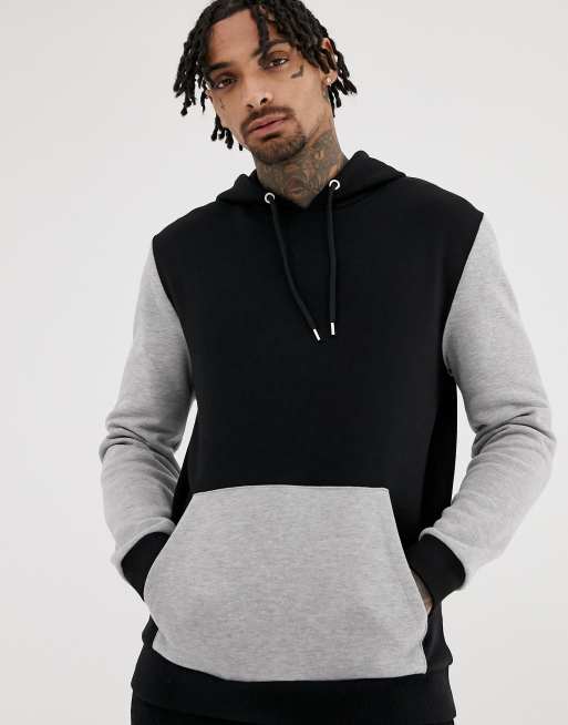 ASOS DESIGN knit hoodie with pocket front detail in gray - part of a set