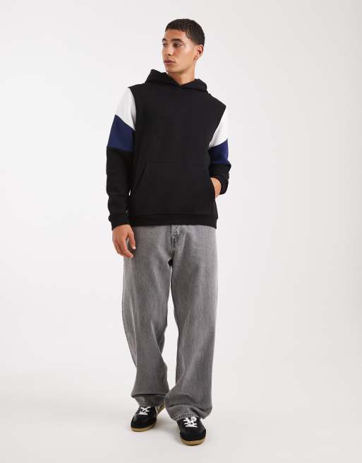 ASOS DESIGN hoodie with cut & sew in black, 2 of 5