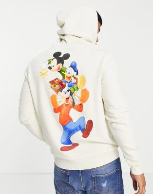 ASOS DESIGN hoodie with Disney Mickey Mouse print in ecru
