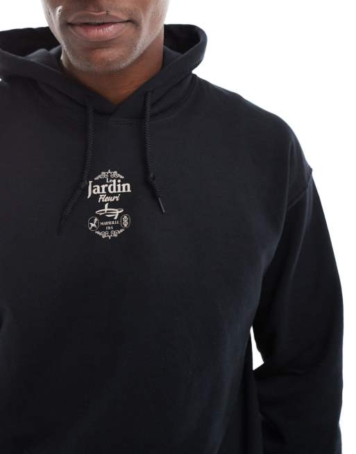 ASOS DESIGN hoodie with flower print in black
