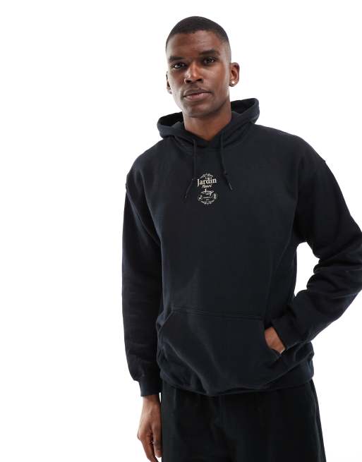 ASOS DESIGN hoodie with flower print in black