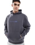 [ASOS DESIGN] ASOS DESIGN hoodie with front and back text print in charcoal-Grey XL Asphalt