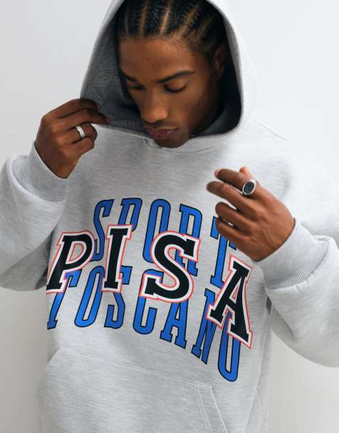 ASOS DESIGN hoodie with front print in grey marl - view 1