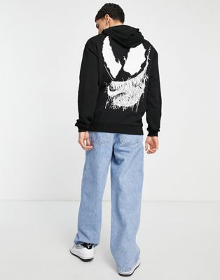 ASOS DESIGN hoodie with large Venom back print in black