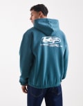 [ASOS DESIGN] ASOS DESIGN hoodie with metallic sports print in mediterranean-Navy XS MEDITERRANEAN