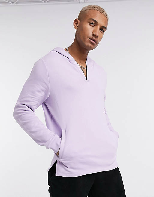 ASOS DESIGN hoodie with notch neck in lilac | ASOS