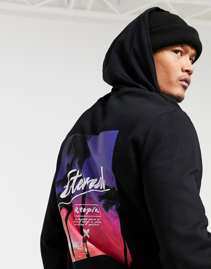 ASOS DESIGN hoodie with photographic back graphic in black