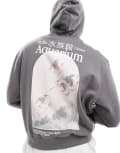 [ASOS DESIGN] ASOS DESIGN hoodie with photographic back print in charcoal-Grey 2XL Volcanic Glass