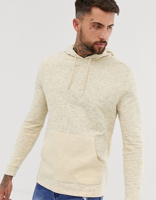 ASOS DESIGN hoodie with reverse pocket in yellow interest fabric | ASOS