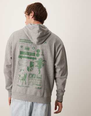 ASOS DESIGN hoodie with souvenir prints in gray heather