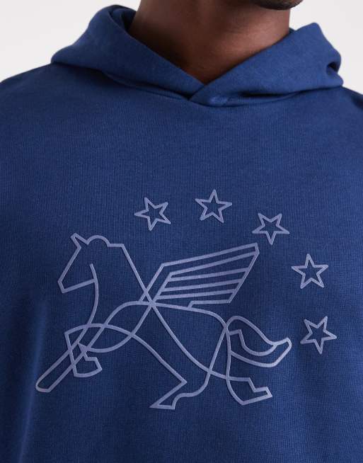 ASOS DESIGN hoodie with sports rubberised print in navy, 5 of 5