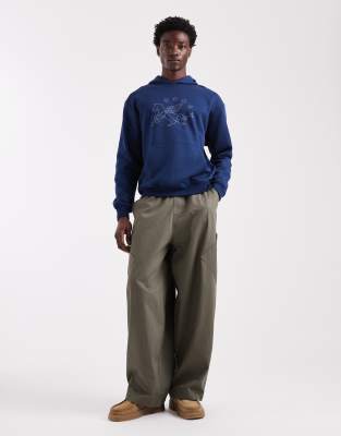 Asos Design Hoodie With Sports Rubberized Print In Blue