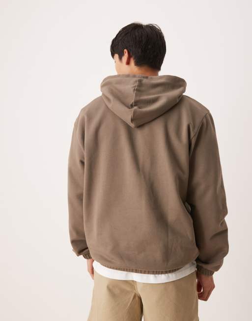 ASOS DESIGN hoodie with street print in brown | ASOS