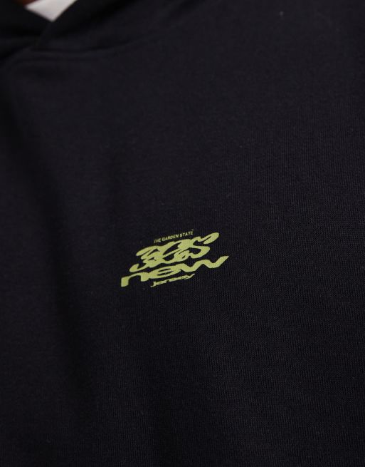 ASOS DESIGN hoodie with text print and wash effect in black, 5 of 5