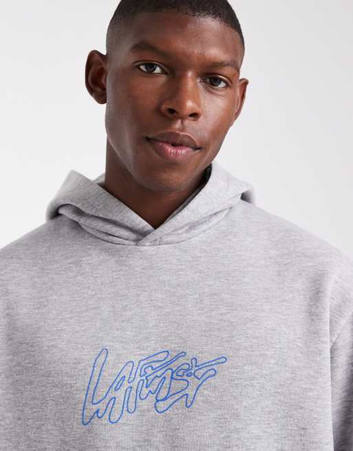 ASOS DESIGN hoodie with text print in gray heather