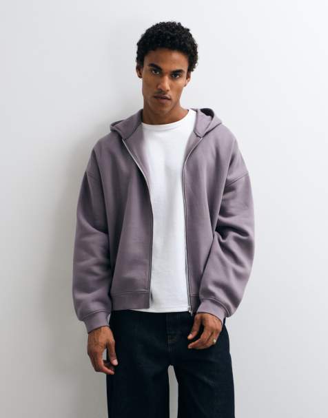 ASOS DESIGN hoodie zippé extra oversize avec poches dans les coutures côtés en gris - view 1
