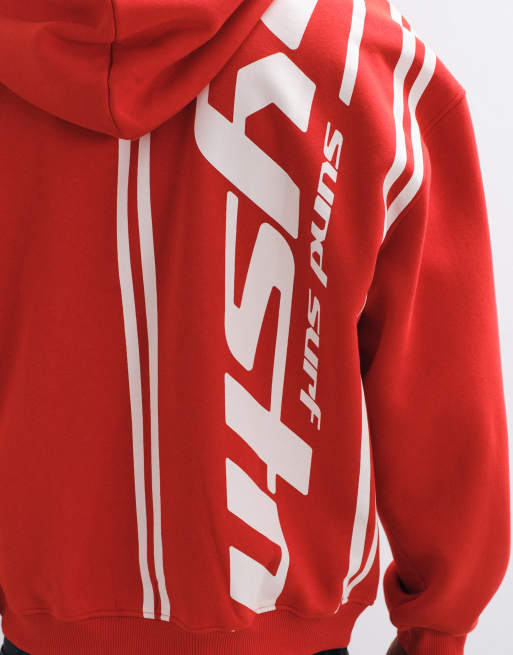 ASOS DESIGN hoodie zippé oversize épais avec imprimé au dos rouge, 5 de 5