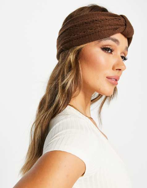 ASOS DESIGN - Hoofdband met geknoopte voorkant in chocoladebruin - view 1