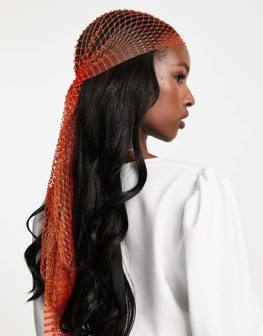 ASOS DESIGN - Hoofddoek met siersteentjes in oranje