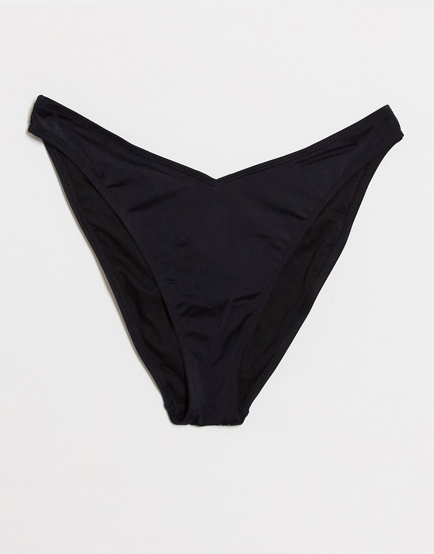 ASOS DESIGN - Hoog uitgesneden bikinibroekje met V-voorkant in zwart