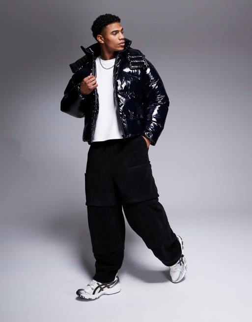 ASOS DESIGN - Hoogglanzend gewatteerd jack in zwart, 4 van 4