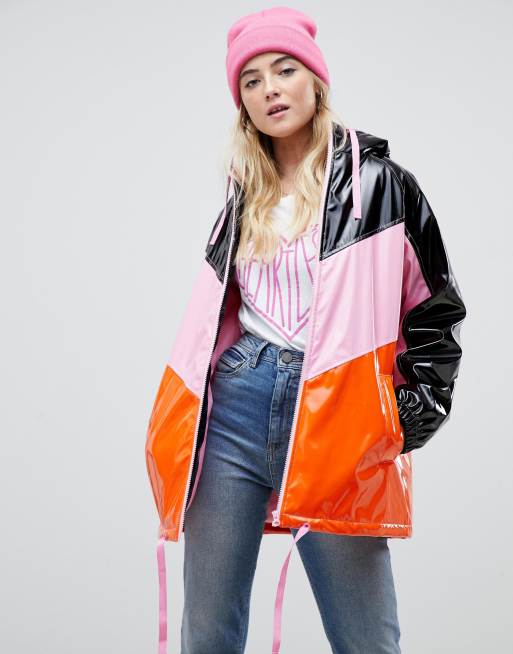 ASOS DESIGN - Hoogglanzende anorak met panelen