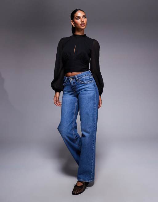 ASOS DESIGN - Hoogsluitende gekreukelde top met gestrikte achterkant in zwart, 4 van 4