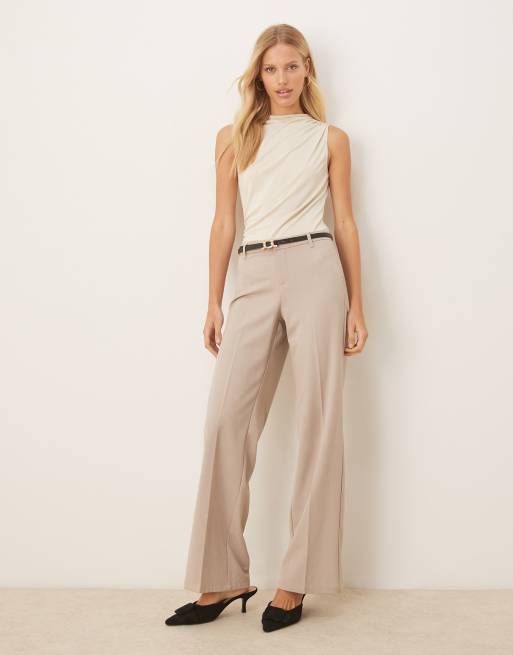 ASOS DESIGN - Hoogsluitende gerimpelde top van gladde stof in crème, 4 van 4