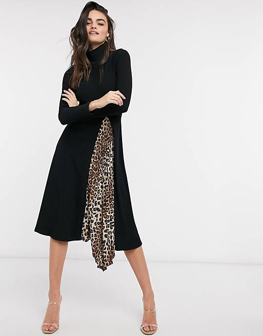 Asos Midi-jurk room-zwart luipaardprint casual uitstraling Mode Jurken Midi-jurken 