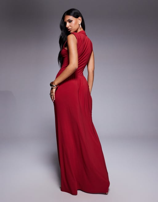 ASOS DESIGN - Hoogsluitende mouwloze maxi-jurk met gerimpeld detail, 3 van 4
