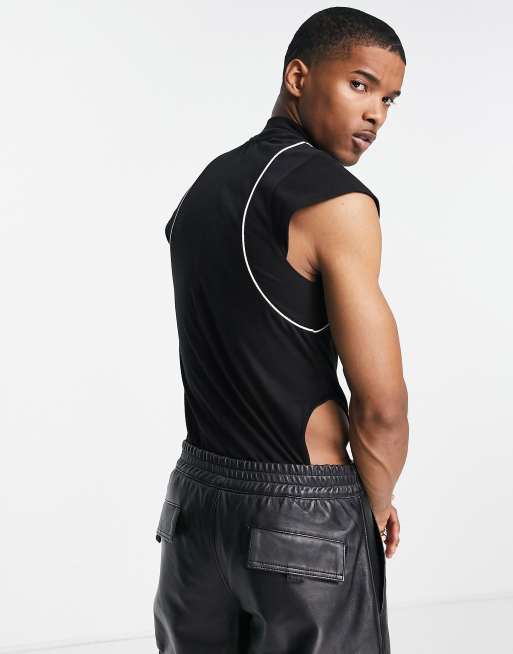 ASOS DESIGN - Hoogsluitende, muscle fit body met naaddetails in zwart , 2 van 4