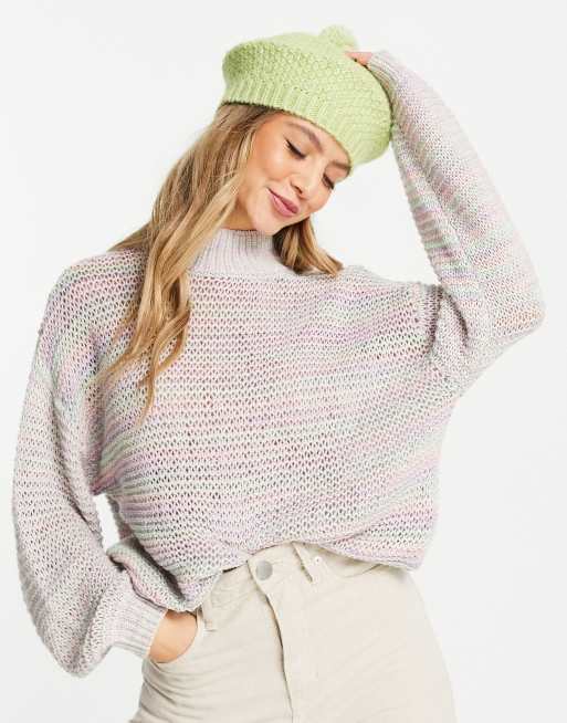 ASOS DESIGN - Hoogsluitende oversized trui met regenboogsteek