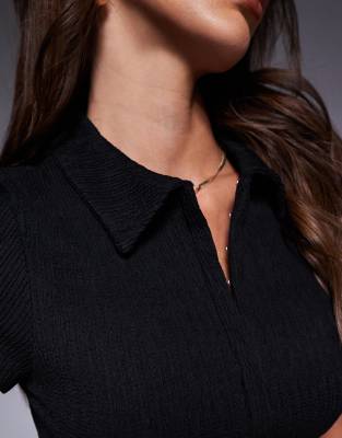 Asos Design Hook And Eye Short Sleeve Top
